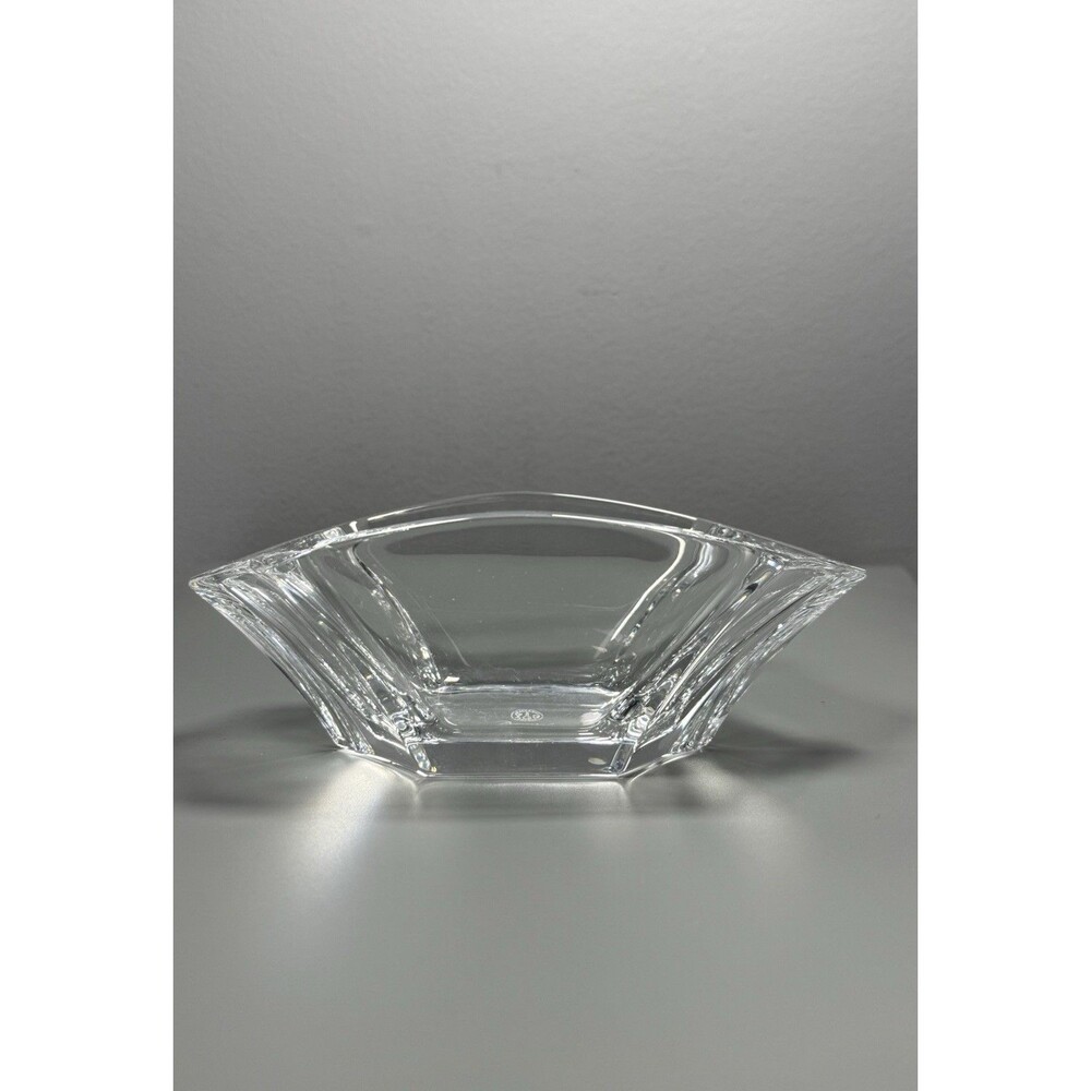 Baccarat France Ginkgo Crystal Six Sided Bowl Candy Nut Dish Signed trinket 8.5”